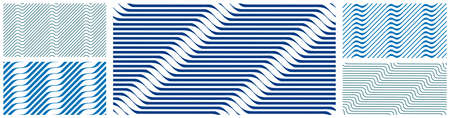 Geometric wavy lines seamless pattern vector set, 3D dimensional endless background wallpaper design...