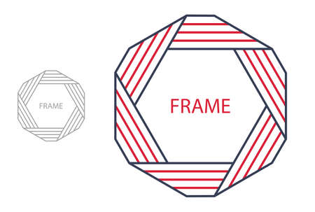 Abstract geometric vector logo isolated on white, linear graphic design modern style symbol, line art geometrical shape emblem or icon.のイラスト素材