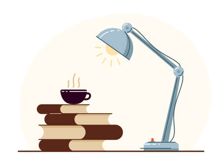 Library theme self-education vector concept flat illustration isolated over white, empty chair for intellectual worker analytics, education theme studying, college or university student.のイラスト素材
