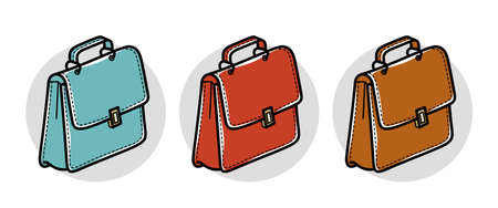 Leather bag vector illustration or icon isolated on white, briefcase businessman fashion accessory.のイラスト素材