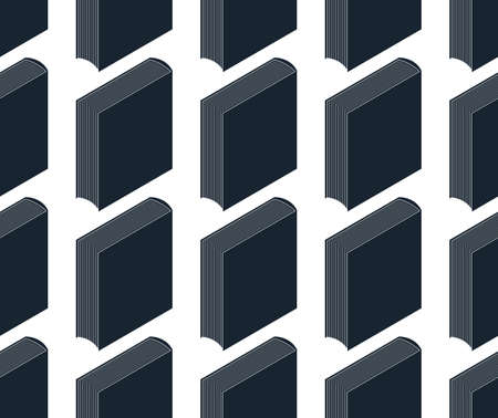 3D isometric books seamless vector background, endless wallpaper with printed books library theme,...