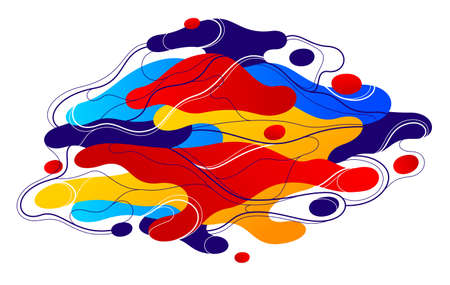 Abstract colorful lava fluids vector illustration, bubble gradients shapes in motion, artistic background graphic element, dynamic modern art liquid forms flowing.のイラスト素材