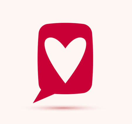 Heart in speech bubble  icon, love message in chat concept, comment or mark in social media, communication romantic note.のイラスト素材