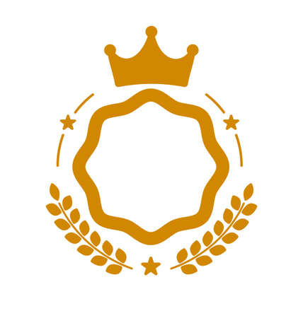 Blank vector vintage classic style badge isolated, genuine guarantee sticker, geometric simple emblem or logo, round shaped icon for design project or product label.のイラスト素材