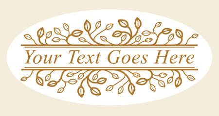 Beautiful linear floral vector design isolated on white, leaves and branches elegant text divider border element for layouts, fashion style classical emblem, luxury vintage graphics.のイラスト素材