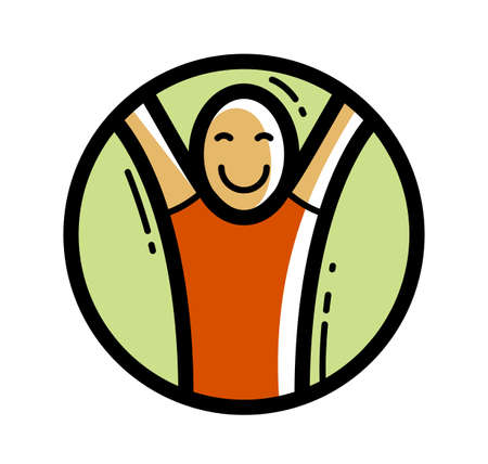 Happy man vector linear icon isolated on white background.のイラスト素材