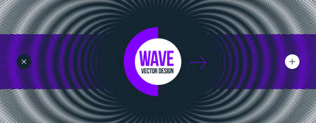 Moire wave vector abstract background, linear contrast virtual digital effect image, hypnotic texture, optical art trendy modern style, black and white distorted grid.のイラスト素材