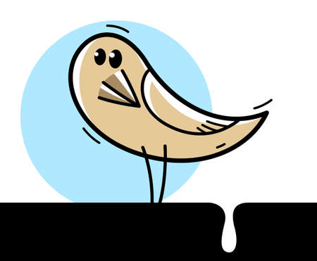 Little cute bird poo humorous cartoon flat vector illustration isolated on white, failure and shame funny concept.のイラスト素材