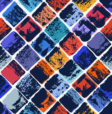 Aged seamless tiles vector design, old grunge texture medley endless motif, vintage art.のイラスト素材