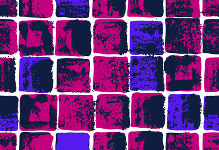 Old aged tiles vector seamless background, rusty grunge texture endless mosaic, vintage art.のイラスト素材