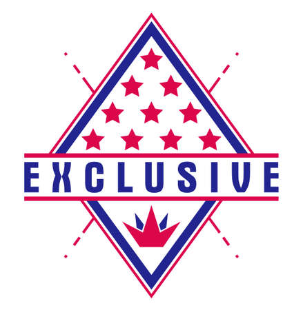 Vector premium exclusive label isolated on white background, product logo or badge best price, vintage style genuine badge, guarantee symbol.のイラスト素材