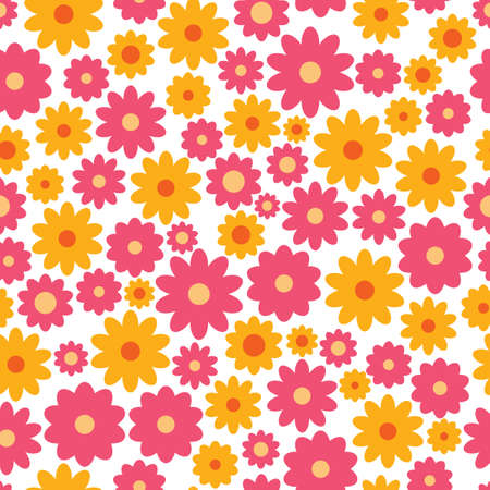 Childish textile vector seamless pattern with flowers, floral elements endless pattern background image.のイラスト素材