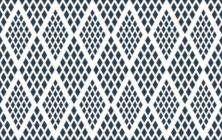 Rhomb seamless geometric vector pattern, rhombus simple black and white wallpaper background, ethnic folk embroidery or carpet style image.のイラスト素材