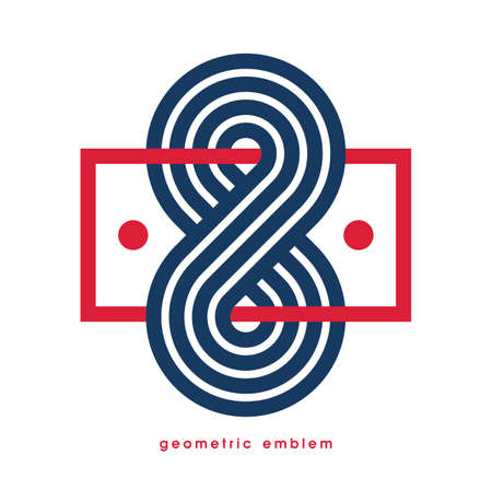 Abstract geometric infinity shaped vector logo isolated on white, infinite linear graphic design modern style symbol, eternity line art geometrical shape emblem or icon.のイラスト素材