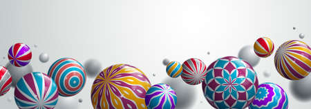 Realistic glossy spheres vector illustration with blank copy space, abstract background with...