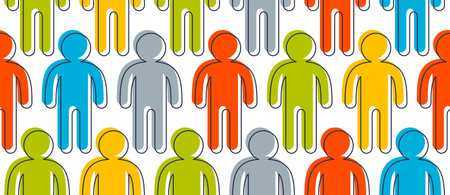 Man icons seamless background, endless pattern with simple man signs.のイラスト素材