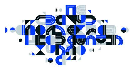Abstract geometric composition vector design, blue abstraction isolated on white, modern style...