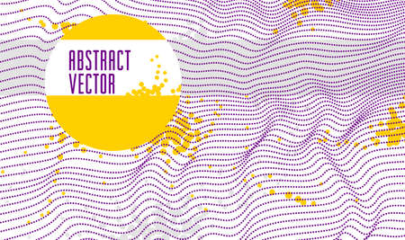 Dots mesh grid particles flow abstract vector background, modern trendy style dotted rhythmic abstraction, science and technology theme illustration.のイラスト素材