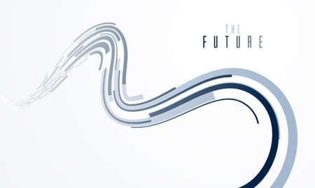 Future technology and science vector abstract background with 3D line elements in perspective, dynamic motion connection theme, template for ads or poster or cover.のイラスト素材