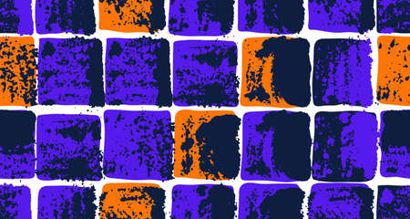 Old aged tiles vector seamless background, rusty grunge texture endless mosaic, vintage art.のイラスト素材