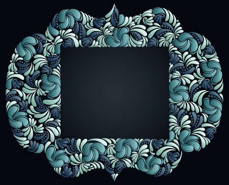 Floral frame made of leaves vector vintage design, decorative blank classic style border, luxury beautiful background, invitation or greeting card with place for text.のイラスト素材