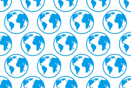 Earth icons vector seamless wallpaper background image, endless wallpaper planet globes.のイラスト素材