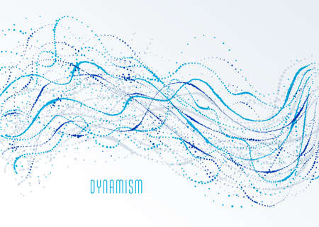 Particle flow array colorful vector abstract background, life forms bio theme microscopic design, dynamic dots elements in motion.のイラスト素材