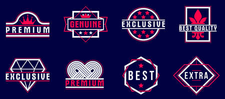 Badgesover dark collection for different products and business, premium best quality vector emblems set, classic graphic design elements, insignias and awards.のイラスト素材