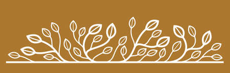 Beautiful linear floral vector design on dark, leaves and branches elegant text divider border element for layouts, fashion style classical emblem, luxury vintage graphics.のイラスト素材