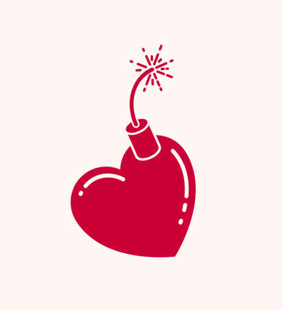 Heart-shaped bomb vector icon, a bomb in a shape of heart dangerous feelings concept.のイラスト素材