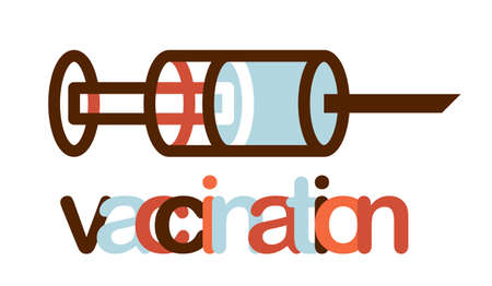 Vaccination theme vector illustration of a syringe isolated over white, epidemic or pandemic coronavirus covid 19 or flu or SARS or any other vaccine, pharmacology concept.のイラスト素材