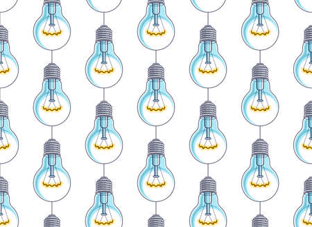 Light bulbs seamless background, creative ideas concept, website for creators or designers, vector wallpaper or web site background.のイラスト素材