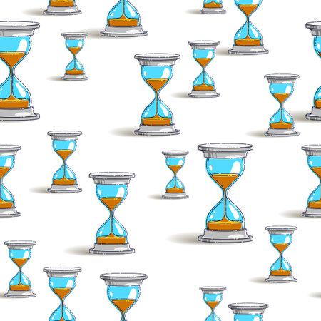 Hourglasses seamless background, backdrop for website or textile, vector wallpaper or web site background.のイラスト素材