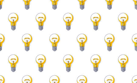 Light bulbs seamless background, creative ideas concept, website for creators or designers, vector wallpaper or web site background.のイラスト素材