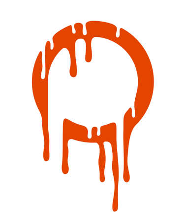 Circle design with liquid melting style shapes vector design isolated on white background, symbol icon or logo with paint dissolved.のイラスト素材