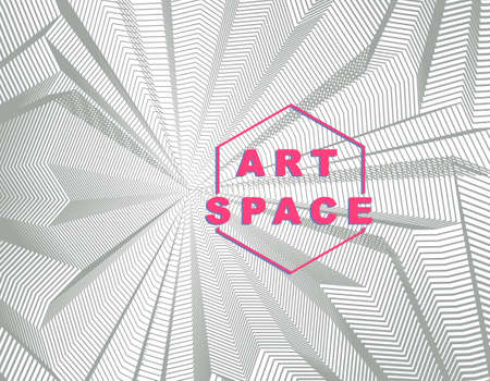 Vector surreal illusion art for design, line art 3d dimensional textured inner space, hallucinogen drug trip theme. Fantastic psychedelic trendy modern op art, optical dimensional illusion.のイラスト素材