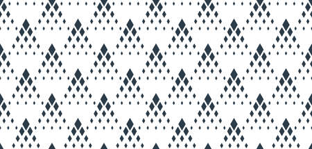 Rhomb seamless geometric vector pattern, rhombus simple black and white wallpaper background, ethnic folk embroidery or carpet style image.のイラスト素材