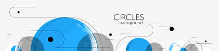 Abstract circles and lines vector background, geometric composition drawing technology plan, loop...