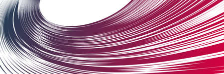 Distorted and deformed lines vector abstract background, curvature of space, 3D linear flow curve shape, science fiction.のイラスト素材