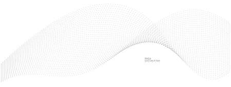 Grey dots in motion vector abstract background, particles array wavy flow, curve lines of points in movement, technology and science illustration.のイラスト素材