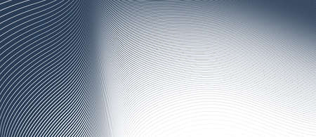 Linear abstract background, single color black vector design 3D lines in perspective, curve and wave...