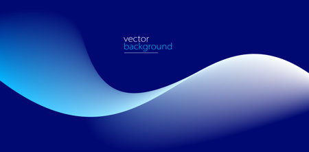 Flowing dark blue curve shape with soft gradient vector abstract background, relaxing and tranquil art, can illustrate health medical or sound of music.のイラスト素材