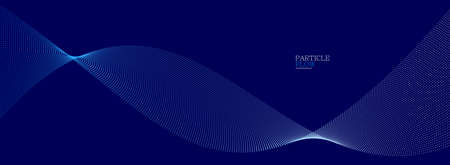 Dark blue airy particles flow vector design, abstract background with wave of flowing dots array,...