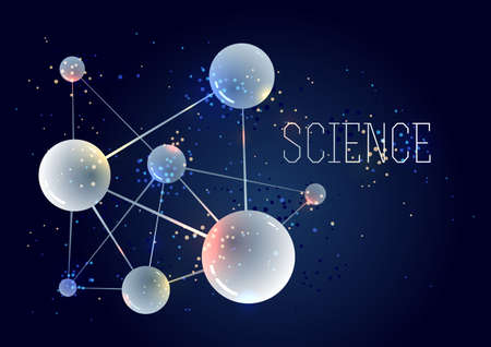 Vector molecules scientific chemistry and physics theme vector abstract background, micro and nano...