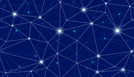 Technology communication seamless vector pattern with connected thin lines, blue endless wallpaper background science theme.のイラスト素材