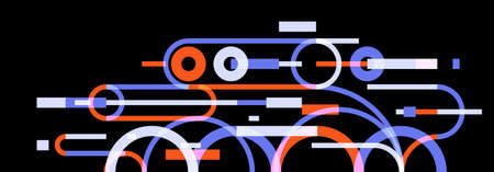 Geometric background with circles and lines vector art, abstract composition technical plan, flat...