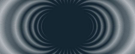 Abstract vector wave background made with linear Moire, op art effect surreal texture, sound and music waves theme, black and white grid abstraction.のイラスト素材