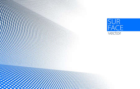 Blue and gray dots in 3D perspective vector abstract background, dotted pattern cool design, wave stream of science technology or business blank template for ads.のイラスト素材