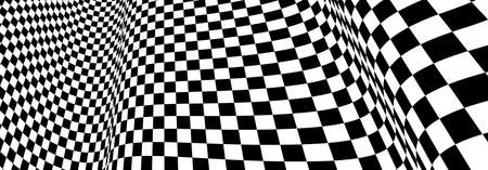 Checker pattern mesh in 3d dimensional perspective vector abstract background, race flag texture,...