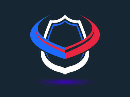 Design of shield for branding, ammo protection symbol, antivirus or sport theme, insurance or guarantee.のイラスト素材